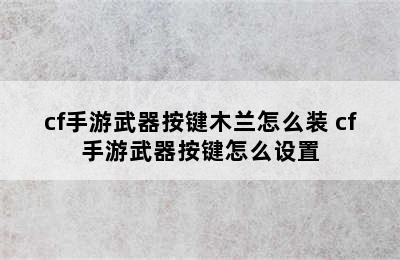 cf手游武器按键木兰怎么装 cf手游武器按键怎么设置